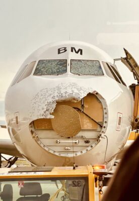 Austrian Airlines plane’s nose, cockpit windows damaged during flight by severe