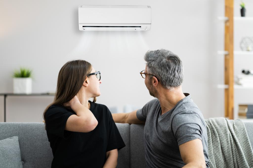 air conditioner couple sneezing sore 13331389